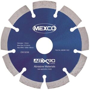 MEXCO ABX9011522 Abrasive Materials X90 Grade Diamond Blade 115 x 22mm MEXABX90115 MEXCO ABX9011522 Abrasive Materials X90 Grade Diamond Blade 115 x 22mm MEXABX90115