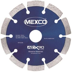 MEXCO ABX9012522 Abrasive Materials X90 Grade Diamond Blade 125 x 22mm MEXABX90125 MEXCO ABX9012522 Abrasive Materials X90 Grade Diamond Blade 125 x 22mm MEXABX90125