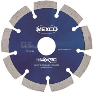 MEXCO GPX9011522 GPX90 Concrete Diamond Blade 115 x 22mm MEXGPX90115 MEXCO GPX9011522 GPX90 Concrete Diamond Blade 115 x 22mm MEXGPX90115