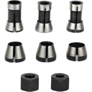 TEHTUY Milling chuck – set of 6, flush collet (6 mm, 6.35 mm, 8 mm), router collet, collet adapter TEHTUY Milling chuck – set of 6, flush collet (6 mm, 6.35 mm, 8 mm), router collet, collet adapter