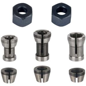 DEBUNS Milling Machine Chuck - Set of 8, Flush Trim Chuck Collet (6 mm, 6.35 mm, 8 mm), Router Clamp, Collet Adapters, DEBUNS Milling Machine Chuck - Set of 8, Flush Trim Chuck Collet (6 mm, 6.35 mm, 8 mm), Router Clamp, Collet Adapters,