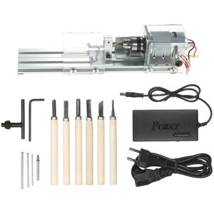 TEHTUY Mini Wood Lathe, 24V 100W Electric Wood Lathe, Milling Machine Accessories, 7 Speeds (1500-7000 RPM), Rotary Tool for Woodworking and DIY Projects TEHTUY Mini Wood Lathe, 24V 100W Electric Wood Lathe, Milling Machine Accessories, 7 Speeds (1500-7000 RPM), Rotary Tool for Woodworking and DIY Projects