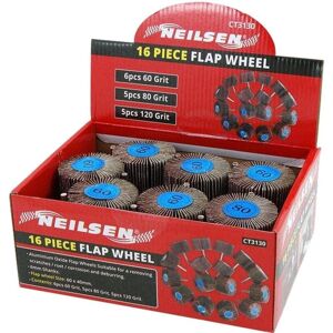 Neilsen 16pc Sanding Flap Wheel Disc Set For Drill 60 80 120 Grit Wood Metal Neilsen 16pc Sanding Flap Wheel Disc Set For Drill 60 80 120 Grit Wood Metal