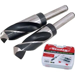 Neilsen 2pc HSS Drill Metal Bits Set Reduced Shank Twist Bit 1/2" 26mm 28mm Neilsen 2pc HSS Drill Metal Bits Set Reduced Shank Twist Bit 1/2" 26mm 28mm