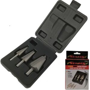 Neilsen - 3pc hss Metal Hole Cone Cutter Taper Drill Bit Set 3mm to 30mm Bits Neilsen - 3pc hss Metal Hole Cone Cutter Taper Drill Bit Set 3mm to 30mm Bits