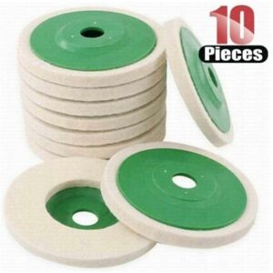 MCBOSON Pack of 10 4-inch (10 cm) Wool Angle Grinder Polishing Pads, TRIMEC MCBOSON Pack of 10 4-inch (10 cm) Wool Angle Grinder Polishing Pads, TRIMEC