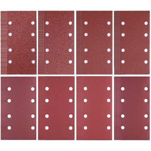 TINOR Pack of 80 sandpaper sheets 93 x 185 mm - 8 holes - Grit 40/60/80/120/180/240/320/400 - For Bosch sander TINOR Pack of 80 sandpaper sheets 93 x 185 mm - 8 holes - Grit 40/60/80/120/180/240/320/400 - For Bosch sander