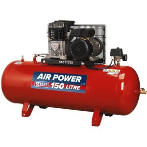 Sealey - SAC1153B 150L Belt Drive Air Compressor with Cast Cylinders & Wheels 3.5hp Sealey - SAC1153B 150L Belt Drive Air Compressor with Cast Cylinders & Wheels 3.5hp