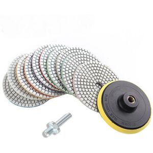 TEHTUY Set of 12 wet and dry diamond polishing discs - 4" - For granite, marble, concrete, stone TEHTUY Set of 12 wet and dry diamond polishing discs - 4" - For granite, marble, concrete, stone