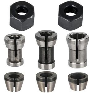 TEHTUY Set of 8 collets, accessories for Einhell, Katsu, Bosch and Dewalt routers, 6 collet adapters (6 mm, 6.35 mm, 8 mm) + 2 nuts for engraving machines TEHTUY Set of 8 collets, accessories for Einhell, Katsu, Bosch and Dewalt routers, 6 collet adapters (6 mm, 6.35 mm, 8 mm) + 2 nuts for engraving machines