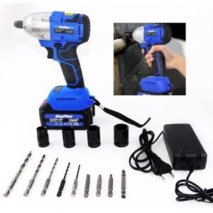 Briefness - 21V Cordless Brushless High Torque Impact Electric Wrench 1/2' + 2x Battery + 4pcs Socket +Drill Bit Set Briefness - 21V Cordless Brushless High Torque Impact Electric Wrench 1/2' + 2x Battery + 4pcs Socket +Drill Bit Set