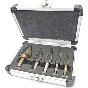 ALWAYSH 5 Pcs Step Countersink Drill Bit, Step Drill Bit, with Professional Aluminum Housing, Hex Shank, with Self Centering Pad, Precise Drilling in Steel, ALWAYSH 5 Pcs Step Countersink Drill Bit, Step Drill Bit, with Professional Aluminum Housing, Hex Shank, with Self Centering Pad, Precise Drilling in Steel,