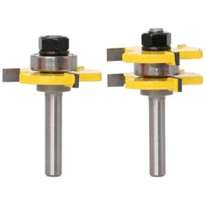 WOIYIC Tongue and Groove Router Bit Set 3 Flutes 8mm Shank T Shape Wood Milling Cutter Woodworking Tools- WOIYIC Tongue and Groove Router Bit Set 3 Flutes 8mm Shank T Shape Wood Milling Cutter Woodworking Tools-