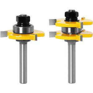 MCBOSON Tongue and groove router bit set, 3 flutes, 8mm shank, T-shaped, for woodworking, woodworking tools MCBOSON Tongue and groove router bit set, 3 flutes, 8mm shank, T-shaped, for woodworking, woodworking tools