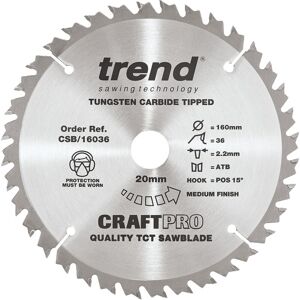 Trend CSB/16036 - Circular Saw Blade - 160mm, 36 teeth, 20mm bore Trend CSB/16036 - Circular Saw Blade - 160mm, 36 teeth, 20mm bore