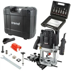 Trend - T8K 240V 1/2in Trade Router 80mm Plunge Cut 2200W + 6 Piece Cutter Set Trend - T8K 240V 1/2in Trade Router 80mm Plunge Cut 2200W + 6 Piece Cutter Set
