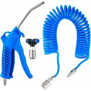 TORMATOR Truck Air Blow Gun Pneumatic Blow Gun with 5 Meter Spiral Hose Truck Air Gun Cleaning Kit with T-Connector (4-6mm), Blue TORMATOR Truck Air Blow Gun Pneumatic Blow Gun with 5 Meter Spiral Hose Truck Air Gun Cleaning Kit with T-Connector (4-6mm), Blue
