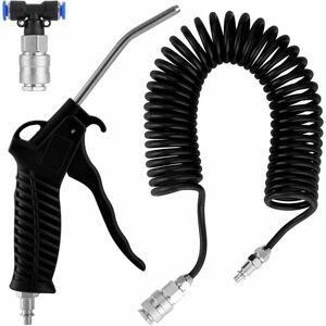 SNQ Truck Air Blow Gun Pneumatic Blow Gun with 5 Meter Spiral Hose Truck Air Gun Cleaning Kit with T-Connector, Black SNQ Truck Air Blow Gun Pneumatic Blow Gun with 5 Meter Spiral Hose Truck Air Gun Cleaning Kit with T-Connector, Black