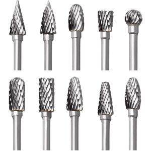 IKODM Tungsten Carbide Burr Set for , 10 Pieces Double Cut Rotary Burrs with 1/8' Shank for Wood Carving, Engraving, Drilling, Polishing, Metal Working IKODM Tungsten Carbide Burr Set for , 10 Pieces Double Cut Rotary Burrs with 1/8' Shank for Wood Carving, Engraving, Drilling, Polishing, Metal Working
