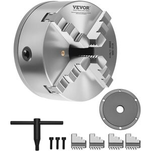 VEVOR 4-Jaw Lathe Chuck, 8 Inch (200 mm), Self-Centering Chuck with 1 1/2 in-8 Threaded Backing Plate, 0.16-7.87 in (4-200 mm) Clamping Range with T-wrench VEVOR 4-Jaw Lathe Chuck, 8 Inch (200 mm), Self-Centering Chuck with 1 1/2 in-8 Threaded Backing Plate, 0.16-7.87 in (4-200 mm) Clamping Range with T-wrench
