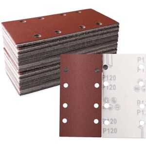 AIPERQ Ymyny 30pcs 93 x 185mm Sanding Sheets - 8 Holes Square Hook and Loop Sandpaper - 120 Grit - Ideal for Sanding, Polishing and Rust Removal - Suitable AIPERQ Ymyny 30pcs 93 x 185mm Sanding Sheets - 8 Holes Square Hook and Loop Sandpaper - 120 Grit - Ideal for Sanding, Polishing and Rust Removal - Suitable