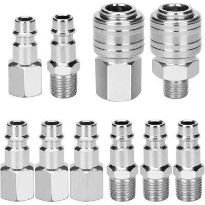10 PCS Compressor Fittings 1/4" BSP European Quick Connect Pneumatic Air Coupler Air Compressor Kit Air Accessory Air Hose 10 PCS Compressor Fittings 1/4" BSP European Quick Connect Pneumatic Air Coupler Air Compressor Kit Air Accessory Air Hose