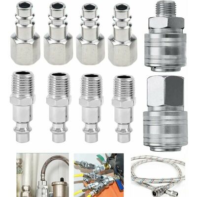 ONTWAY 10 Pcs Compressor Quick Coupler 1/4" BSP Coupler for Tuayn Air Compress Compressor Hose Fittings Connector Male Female ONTWAY 10 Pcs Compressor Quick Coupler 1/4" BSP Coupler for Tuayn Air Compress Compressor Hose Fittings Connector Male Female