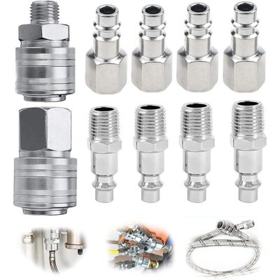 TEHTUY 10 pieces 1/4" BSP quick-connect fitting for air compressors and pneumatic tools TEHTUY 10 pieces 1/4" BSP quick-connect fitting for air compressors and pneumatic tools