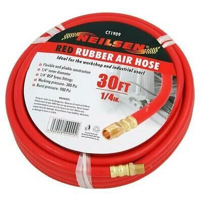 Neilsen - 10M 30ft 1/4 Air Line Rubber Hose Air Line Compressor Tools bsp Brass CT1909 Neilsen - 10M 30ft 1/4 Air Line Rubber Hose Air Line Compressor Tools bsp Brass CT1909