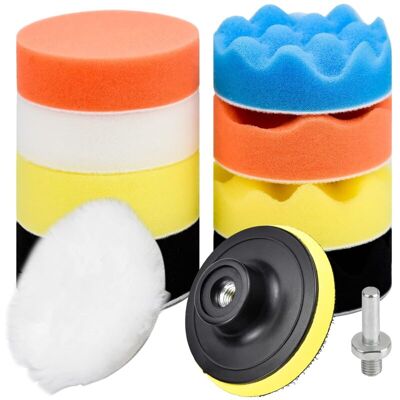 MEMKEY 11pcs Polishing Sponges, 80mm Polishing Pad, Polishing Sponge, Polishing Set with M10 Drill Adapter, Wool Polishing Pad for Car Polishing, Sanding, MEMKEY 11pcs Polishing Sponges, 80mm Polishing Pad, Polishing Sponge, Polishing Set with M10 Drill Adapter, Wool Polishing Pad for Car Polishing, Sanding,
