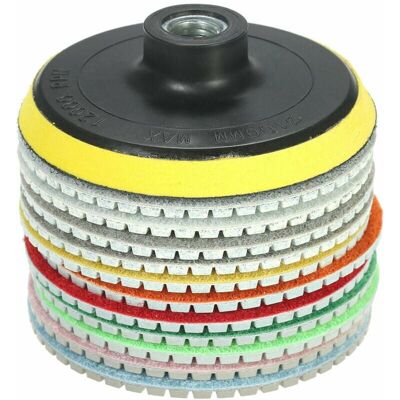 Dewdat - 11pcs 4inch Diamond Wet Polishing Pads Grinding Disc+1pc Backing Pad for Granite Marble Stone Ceramic Tile Concrete Dewdat - 11pcs 4inch Diamond Wet Polishing Pads Grinding Disc+1pc Backing Pad for Granite Marble Stone Ceramic Tile Concrete