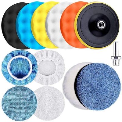 MEMKEY 13 pieces polishing sponge 5'/150 mm polishing pad wool polishing with adapter for car polishing MEMKEY 13 pieces polishing sponge 5'/150 mm polishing pad wool polishing with adapter for car polishing