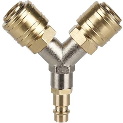 TEHTUY 1/4" Compressed Air Fitting, Brass Compressed Air Distributor, Euro 3-Way Quick Release, Pneumatic Accessories for Compressor Air Hose TEHTUY 1/4" Compressed Air Fitting, Brass Compressed Air Distributor, Euro 3-Way Quick Release, Pneumatic Accessories for Compressor Air Hose