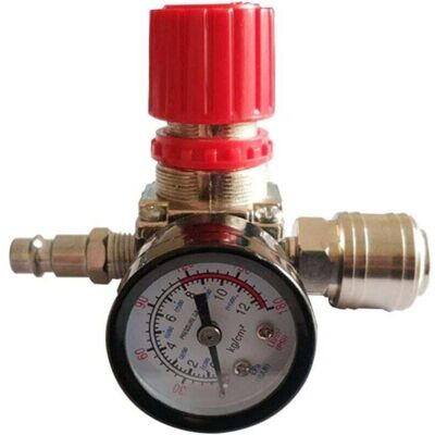 COOCHEER 1/4" pressure regulator for air compressors, pneumatic pressure regulating valve with 180 psi and 12 bar connection (three-way valve) COOCHEER 1/4" pressure regulator for air compressors, pneumatic pressure regulating valve with 180 psi and 12 bar connection (three-way valve)