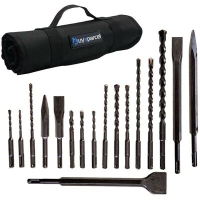 Buyaparcel - 17 Piece sds Plus Drill Bit Set Bullet Cold Flat Chisel Set Tool Roll Fit Makita Buyaparcel - 17 Piece sds Plus Drill Bit Set Bullet Cold Flat Chisel Set Tool Roll Fit Makita