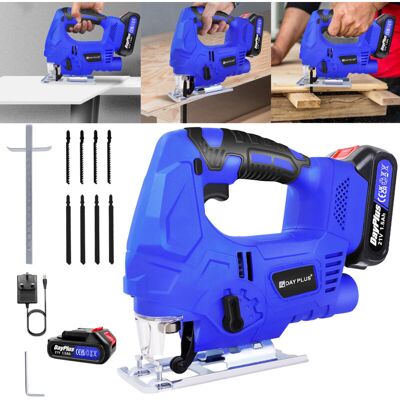 Briefness - 21V Electric Jigsaw Compact Cutting Cordless Power Tool with led Laser & Battery Briefness - 21V Electric Jigsaw Compact Cutting Cordless Power Tool with led Laser & Battery
