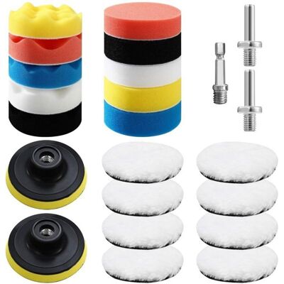 23-Piece Car Polishing Kit, 80mm Polishing Pad Sponge, for M10 Drill, for Polishing, Grinding and Waxing in Polishing Machines 23-Piece Car Polishing Kit, 80mm Polishing Pad Sponge, for M10 Drill, for Polishing, Grinding and Waxing in Polishing Machines