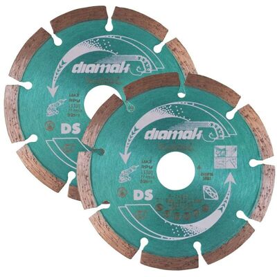 2x Makita D-61123 seg Diamond Cutting Disc 115mm Blade Concrete Stone Cutter 2x Makita D-61123 seg Diamond Cutting Disc 115mm Blade Concrete Stone Cutter