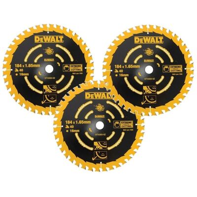 3 X Dewalt Dt10303 Circular Saw Blades 184 X 16 X 40t Extreme Framing Dwe560 3 X Dewalt Dt10303 Circular Saw Blades 184 X 16 X 40t Extreme Framing Dwe560