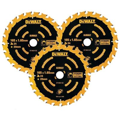 Dewalt - 3 x DT10624 Circular Saw Blades 165 x 20 x 24T Extreme Framing DCS391 Dewalt - 3 x DT10624 Circular Saw Blades 165 x 20 x 24T Extreme Framing DCS391
