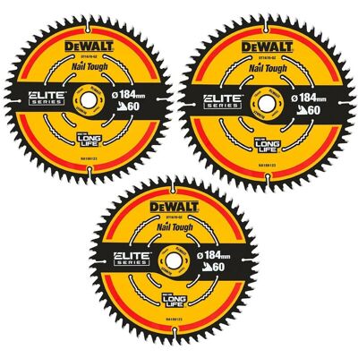 3 x Dewalt DT1670 ELITE EXTREME Cordless Mitre Saw Blade DCS365 184mm 60 Tooth 3 x Dewalt DT1670 ELITE EXTREME Cordless Mitre Saw Blade DCS365 184mm 60 Tooth
