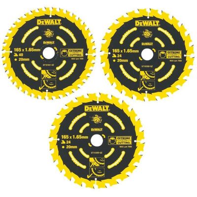 Dewalt - 3 x Extreme Framing tct Circular Saw Blades 165 x 20 - 24 40 Tooth Dewalt - 3 x Extreme Framing tct Circular Saw Blades 165 x 20 - 24 40 Tooth