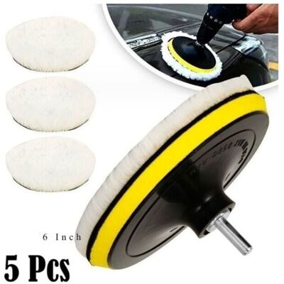 WOIYIC 5 Pieces 150mm Wool Polishing Pad, Polishing Disc Sponge Buffing Pads Car Polishing Kit for with M14 Drill Bit for Car Polishing Grinding Waxing WOIYIC 5 Pieces 150mm Wool Polishing Pad, Polishing Disc Sponge Buffing Pads Car Polishing Kit for with M14 Drill Bit for Car Polishing Grinding Waxing