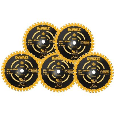 5 X Dewalt Dt10303 Circular Saw Blades 184 X 16 X 40t Extreme Framing Dwe560 5 X Dewalt Dt10303 Circular Saw Blades 184 X 16 X 40t Extreme Framing Dwe560