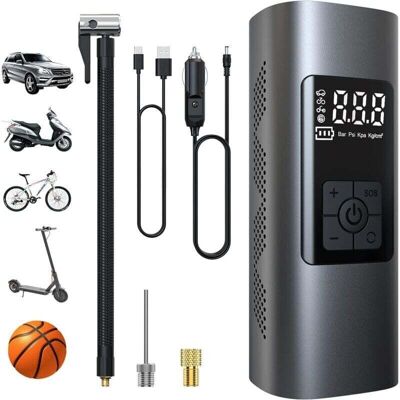 SNQ 6000mAh Mini Electric Air Pump, Portable Air Compressor Cordless Tire Inflator 150PSI with Digital LCD Screen, Electric Bicycle Pump with LED Light SNQ 6000mAh Mini Electric Air Pump, Portable Air Compressor Cordless Tire Inflator 150PSI with Digital LCD Screen, Electric Bicycle Pump with LED Light