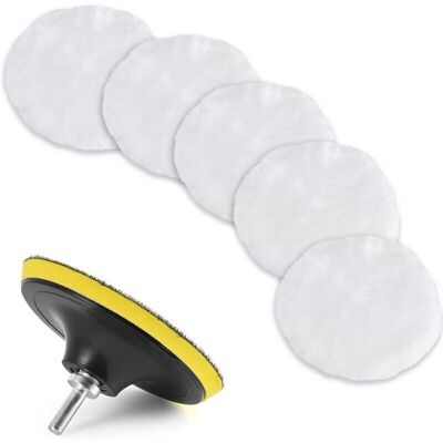 TEHTUY 7-Piece 80mm Wool Polishing Pad Set, Polishing Disc, Polishing Sponge Pads, Car Polishing Kit with M10 Drill Bit for Car Polishing, Grinding, and TEHTUY 7-Piece 80mm Wool Polishing Pad Set, Polishing Disc, Polishing Sponge Pads, Car Polishing Kit with M10 Drill Bit for Car Polishing, Grinding, and