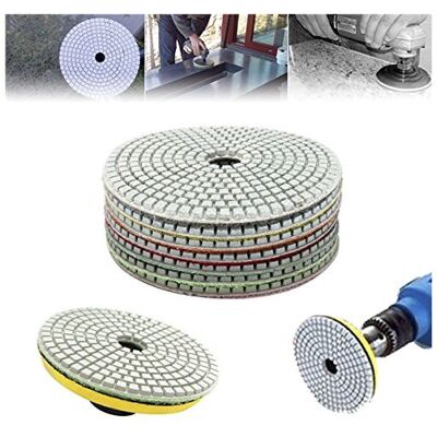 7Pcs 5 Inch 50-3000 Grit Diamond Polishing Pad Sanding Disc For Marble Glass Granite Concrete 7Pcs 5 Inch 50-3000 Grit Diamond Polishing Pad Sanding Disc For Marble Glass Granite Concrete