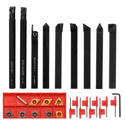 Dhklfa - 9 Piece High Hardness Turning Tool Set Metal Milling Cutter cnc Lathe Tool Holder with Wrench 10mm Blade Dhklfa - 9 Piece High Hardness Turning Tool Set Metal Milling Cutter cnc Lathe Tool Holder with Wrench 10mm Blade