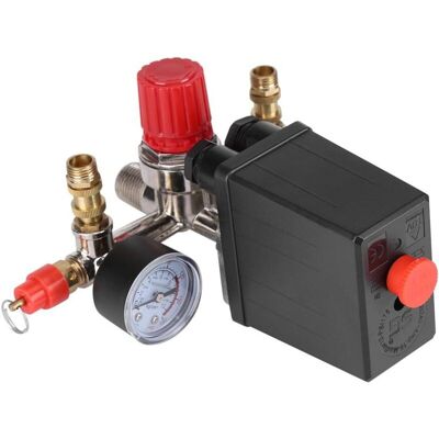 Tinor - Air Compressor Pressure Switch Control Valve 90-120 psi with Dual Gauge Regulators, Max Voltage 230V Tinor - Air Compressor Pressure Switch Control Valve 90-120 psi with Dual Gauge Regulators, Max Voltage 230V