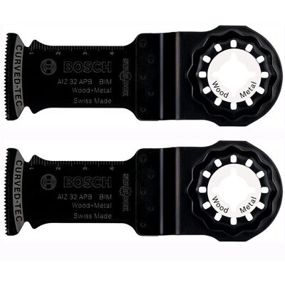 Bosch Accessories 2x Plunge blade AIZ 32 APB Wood and Metal (for wood and unhardened steel, 50 x 32 mm, Multi-tool accessory) Bosch Accessories 2x Plunge blade AIZ 32 APB Wood and Metal (for wood and unhardened steel, 50 x 32 mm, Multi-tool accessory)